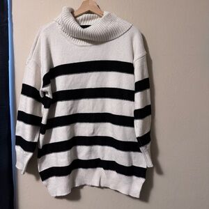 Lane Bryant cowl neck black and white striped sweater size 14/16
